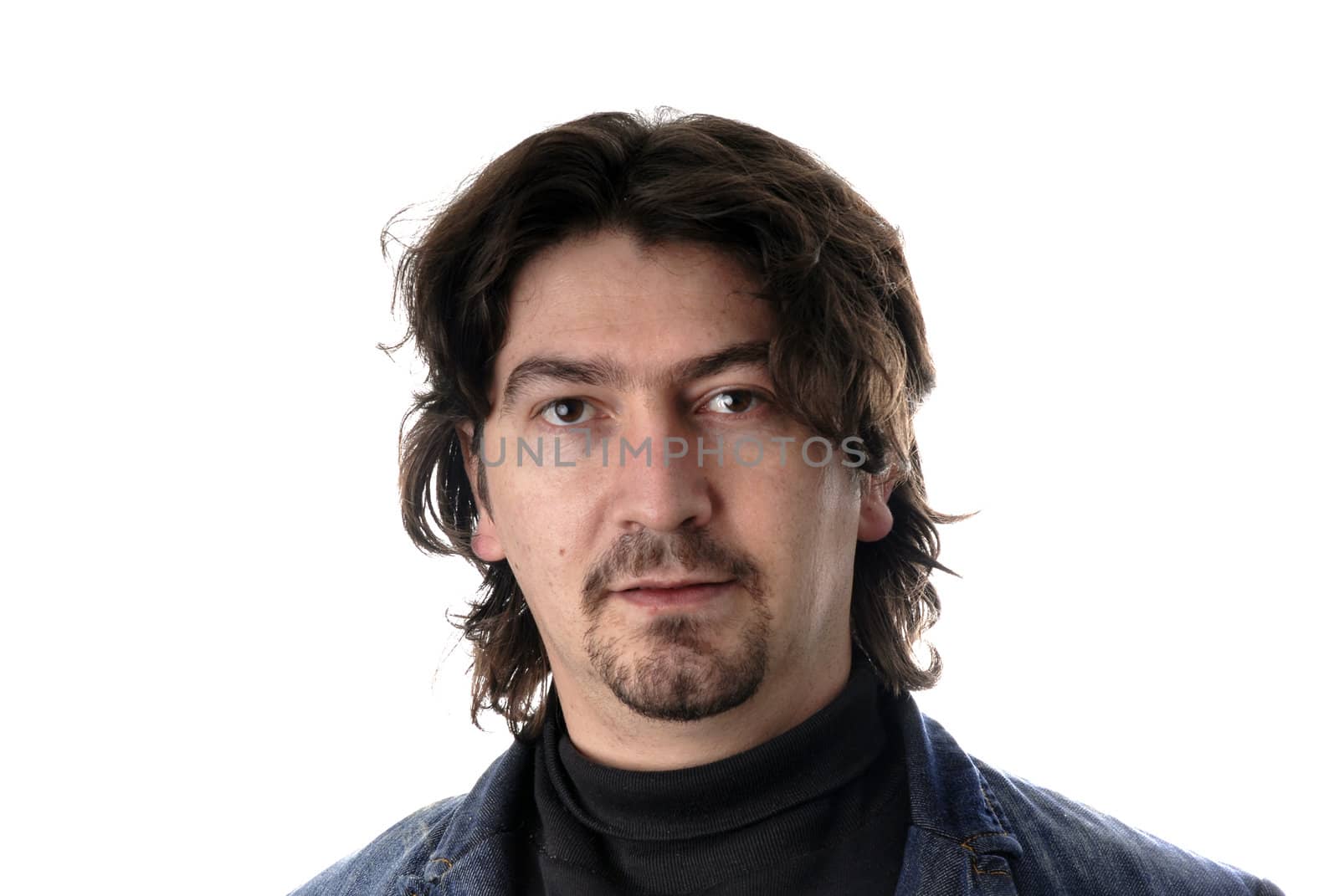 young casual man portrait in white background