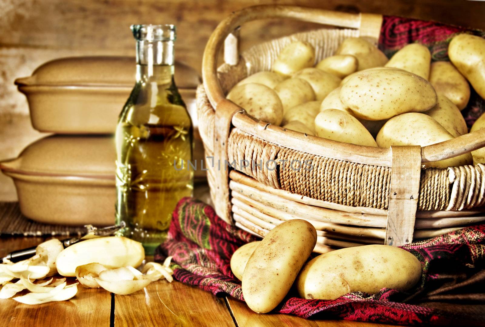 Still life of potatoes in a basket by tish1