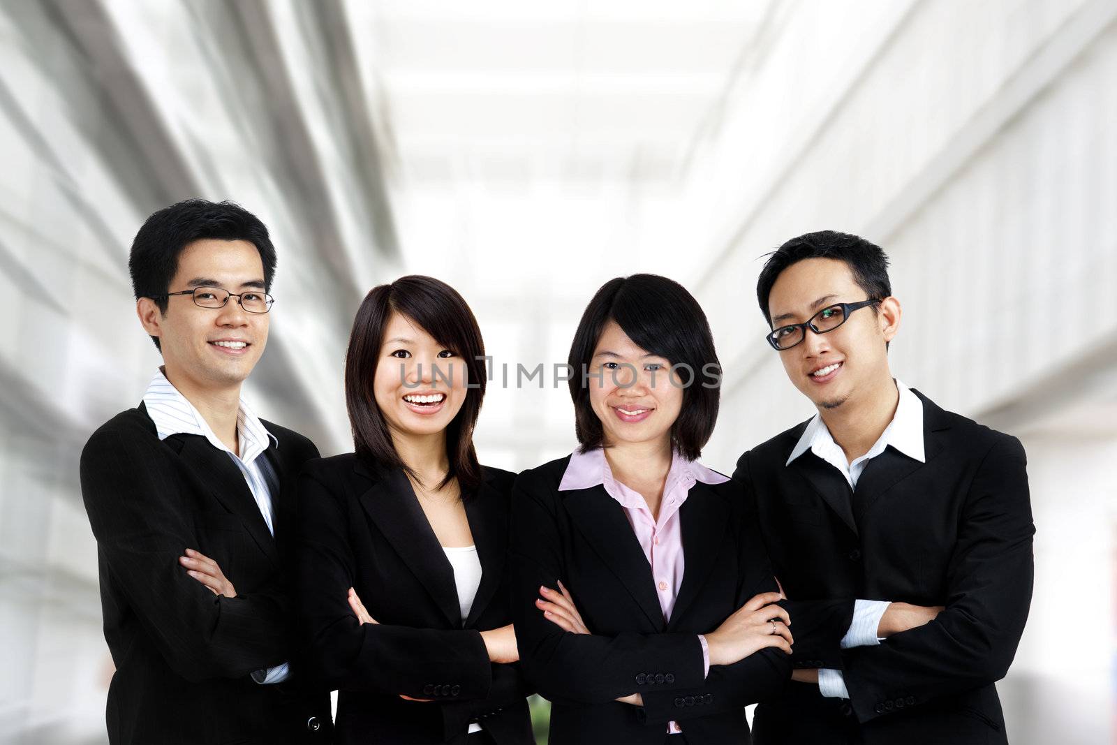 Asian business team on office background