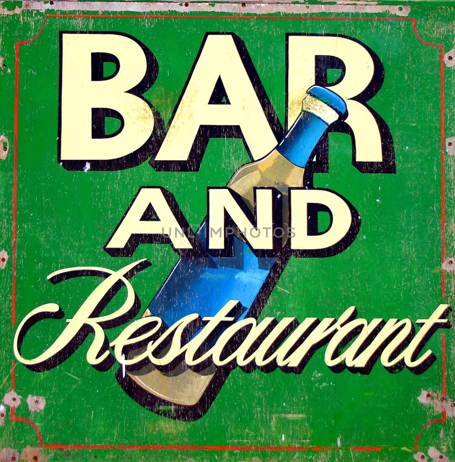 Bar restaurant signboard in brighton - England