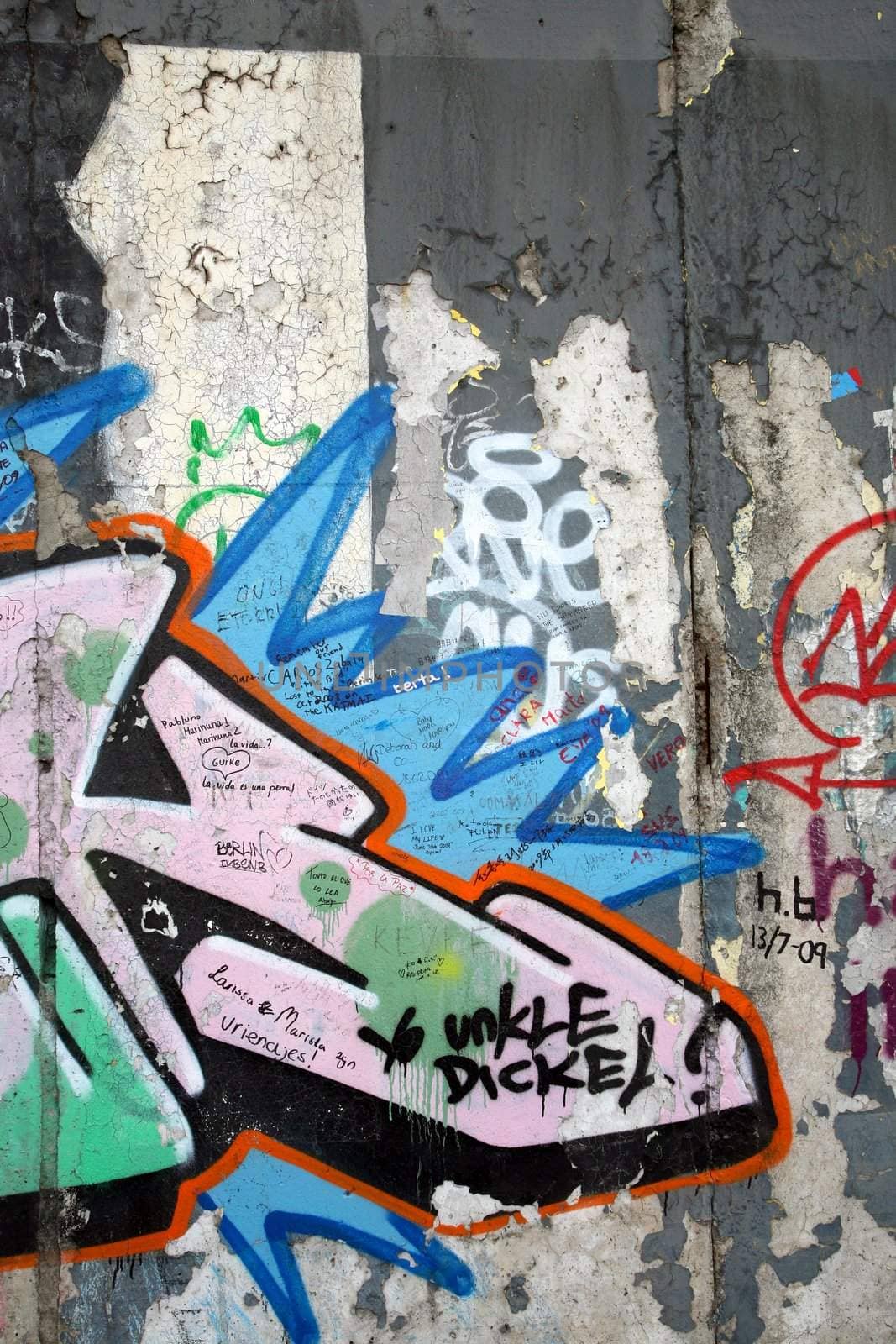 Details of paintings and illustrations on the Berlin Wall