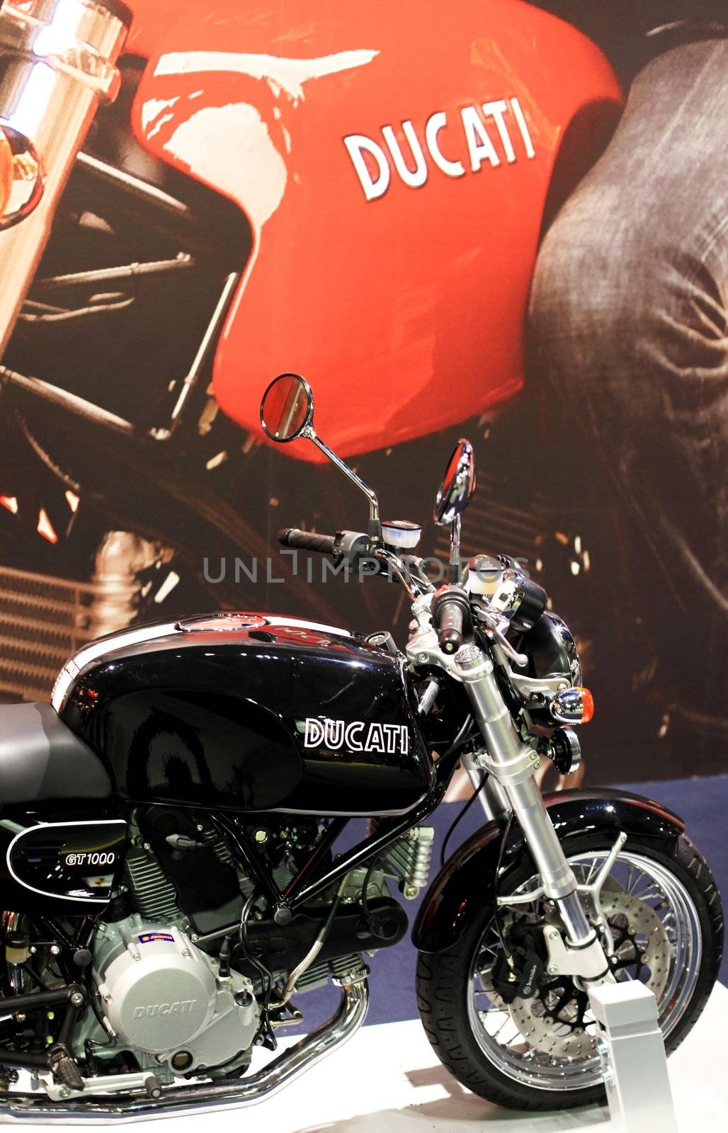 Ducati motorcycles in exhibition at EICMA, International Motorcycle Exhibition in Milan, Italy.