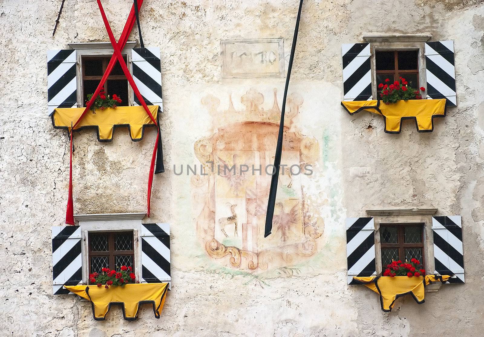 details on the wall of the castle Predjama in Postojna in Slovenia