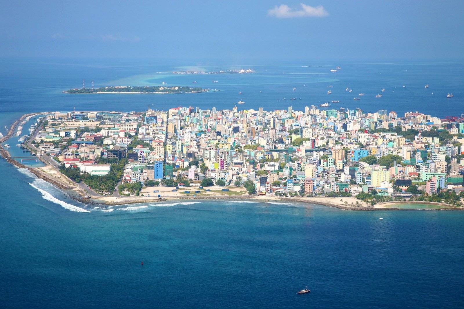 Aerial view of Male - Capital of The Maldives in the Indian Ocean