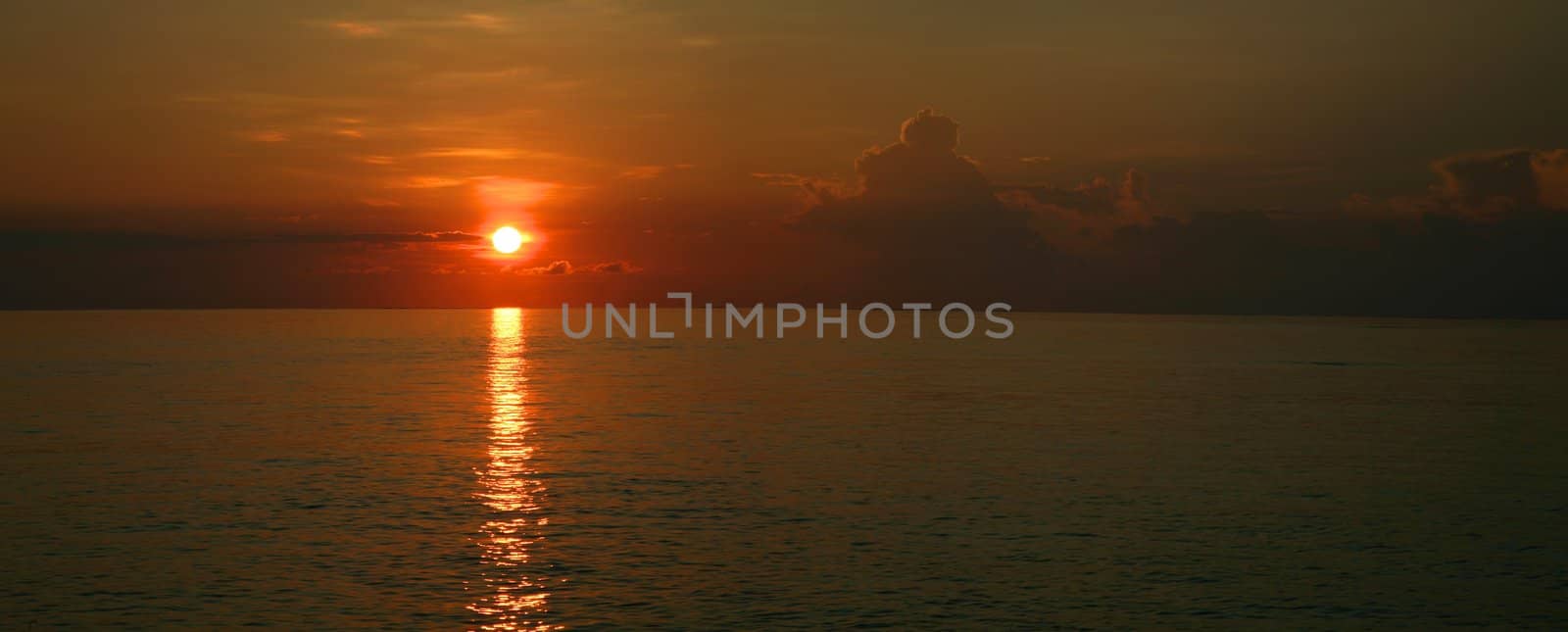 Sunset on the Indian Ocean in the Maldives - Embudu island