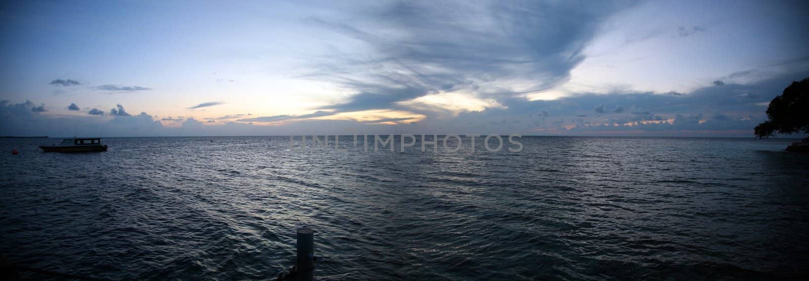 Sunset on the Indian Ocean in the Maldives - Embudu island