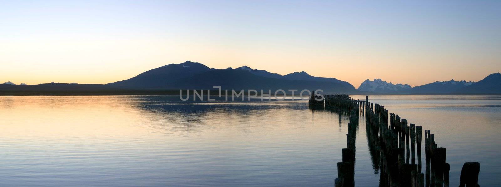 Sunset on the lake of Puerto Natales in Chile - Patagonia