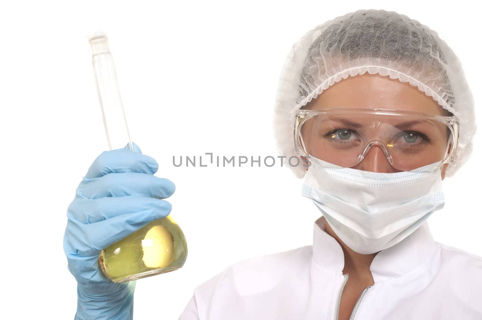 beautiful woman scientist works in the laboratory by adam121