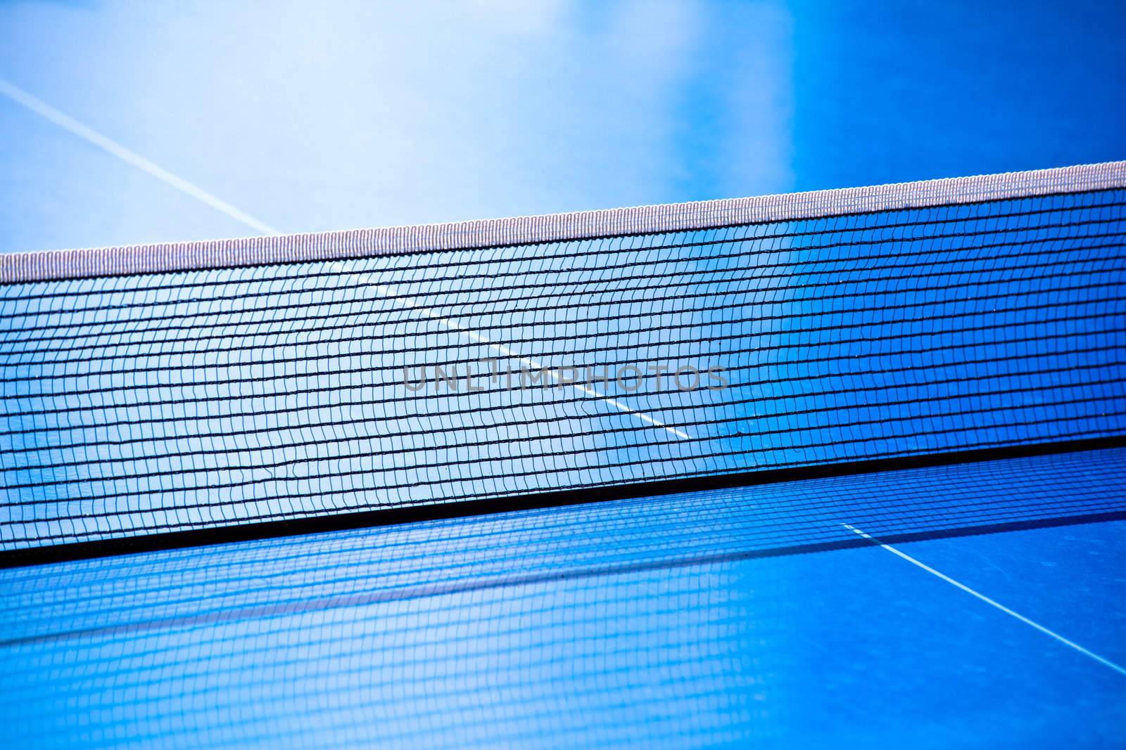 Table tennis net closeup
