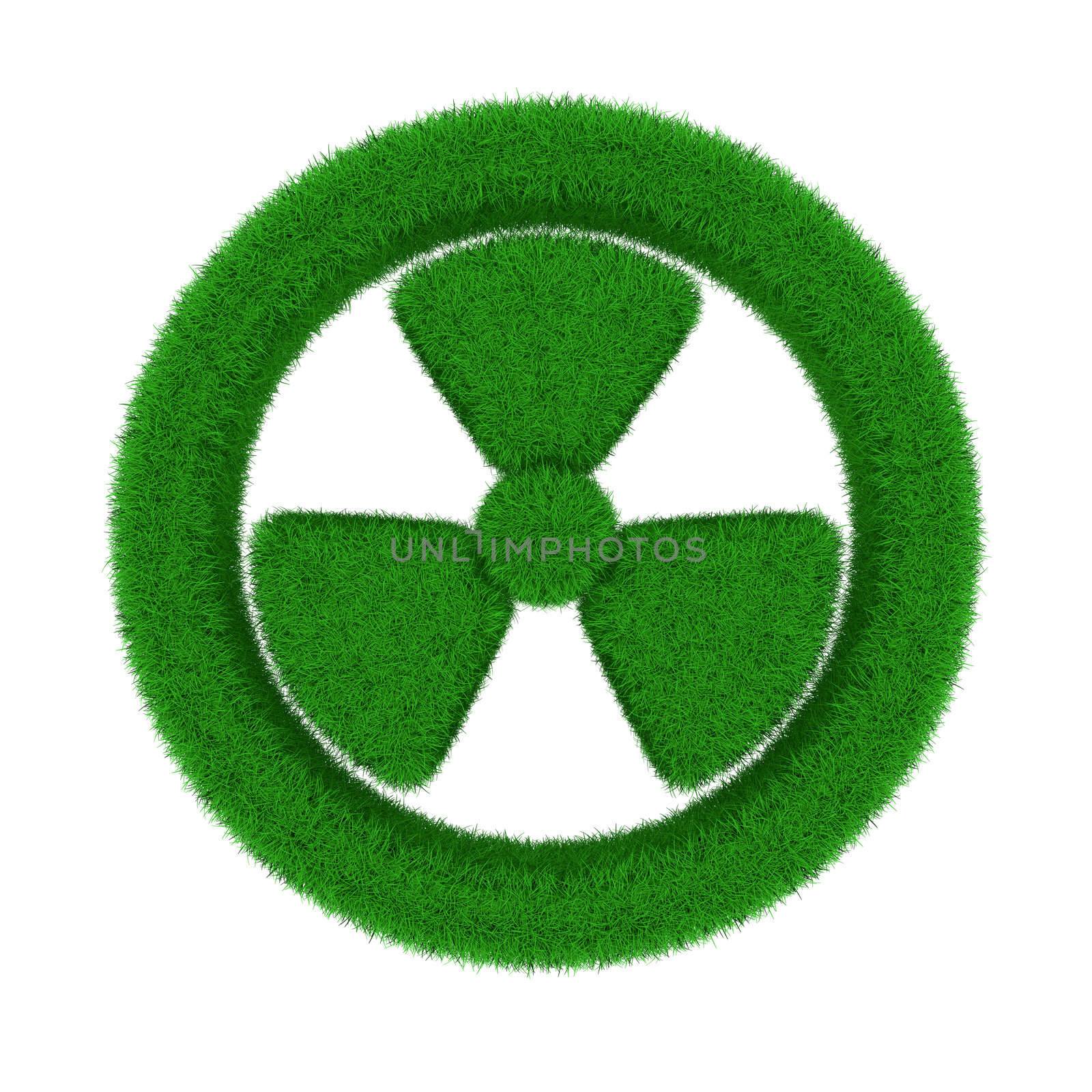 radiation symbol from grass. Isolated 3D image