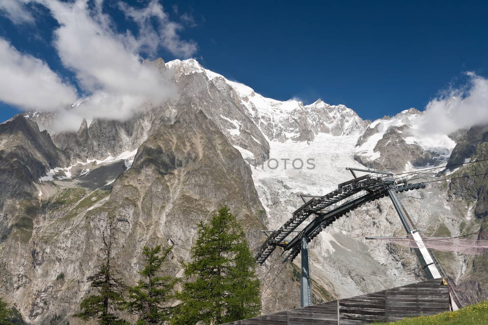summer view of  Mont Blanc massif from Mont Chetif, Courmayeur, Italy