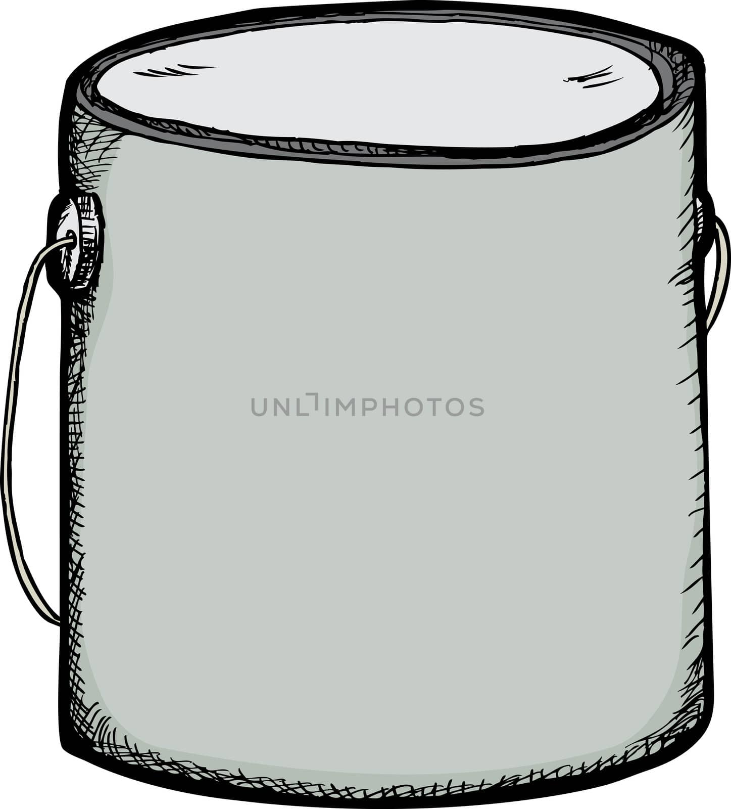 Hand-drawn large generic paint can with blank label