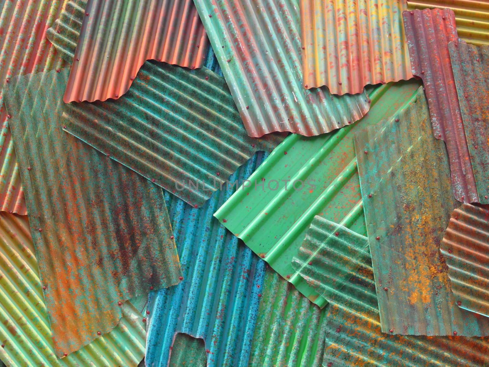 close up of corrugated metal sheets
