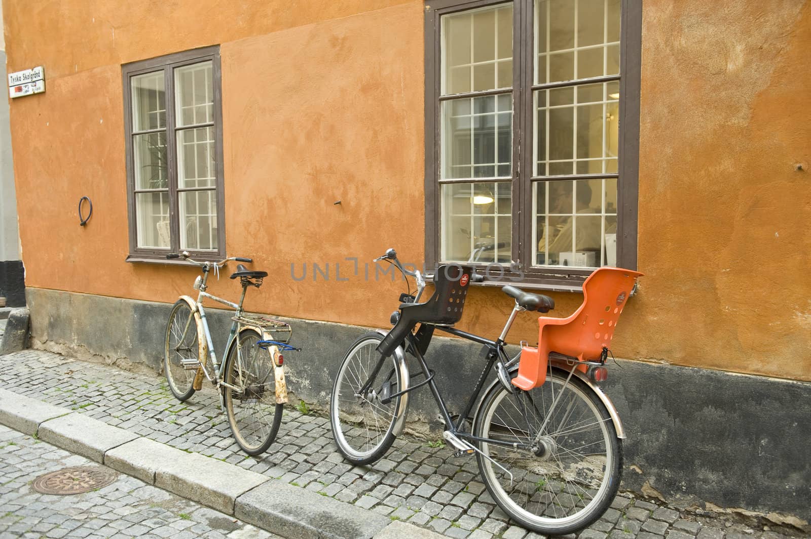 Bicycle on the Gamla Stan is Old city of Stockholm Sweden