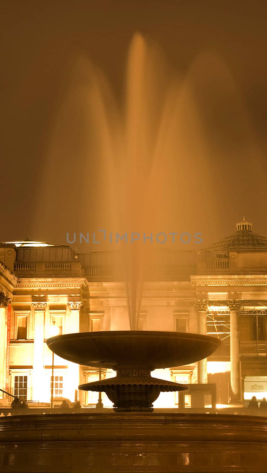 Trafalgar square at night London UK