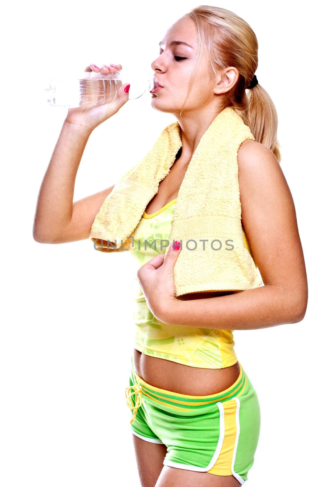 woman holding a bottle of water by Lupen