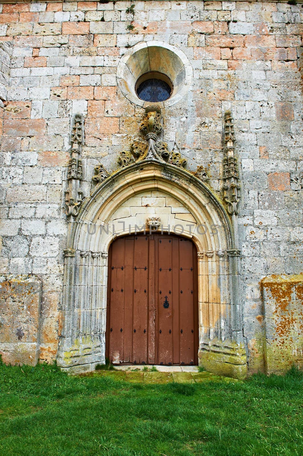 Detail of  Portal of the Romanesque Church in Spain