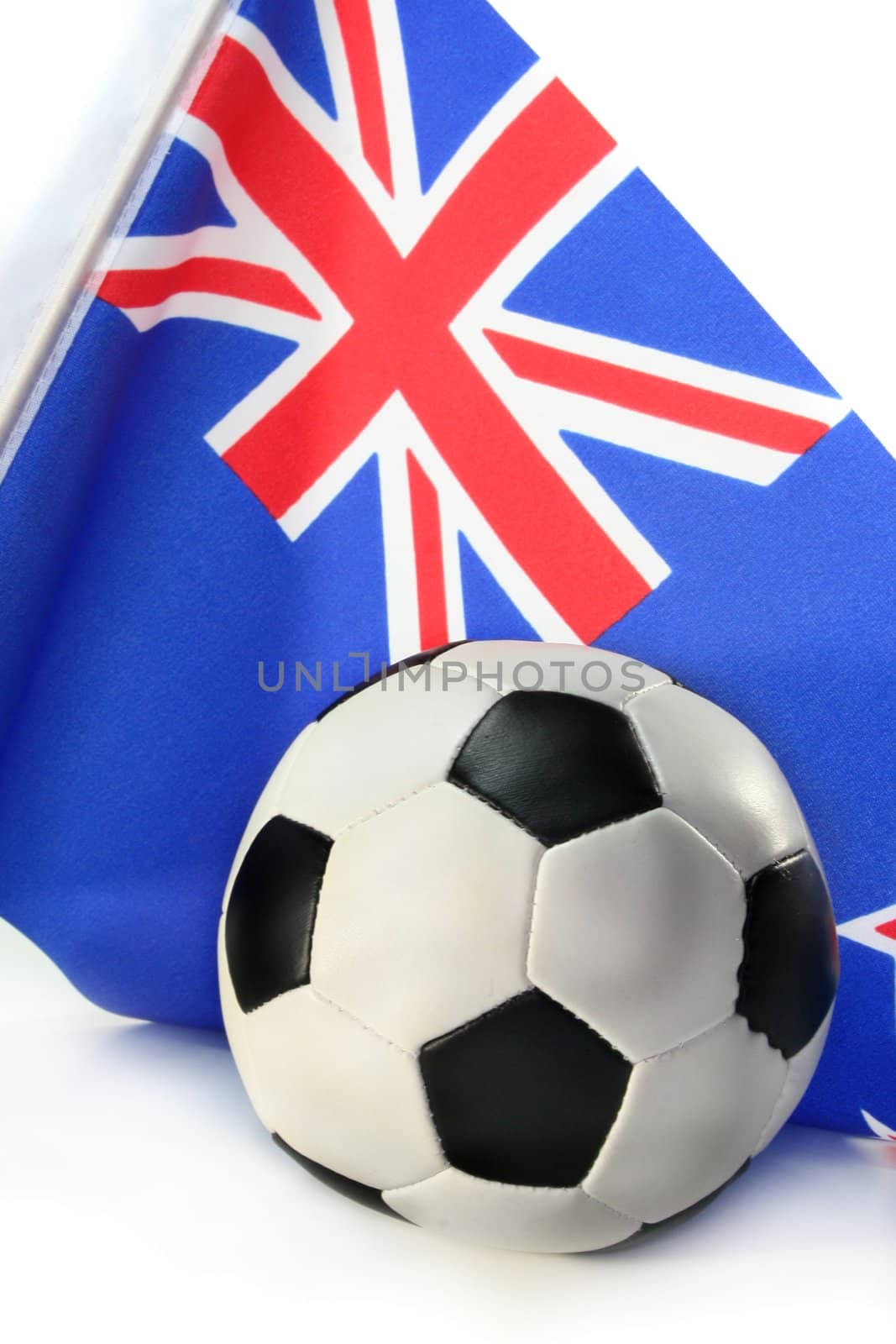 States flag and a football on white background