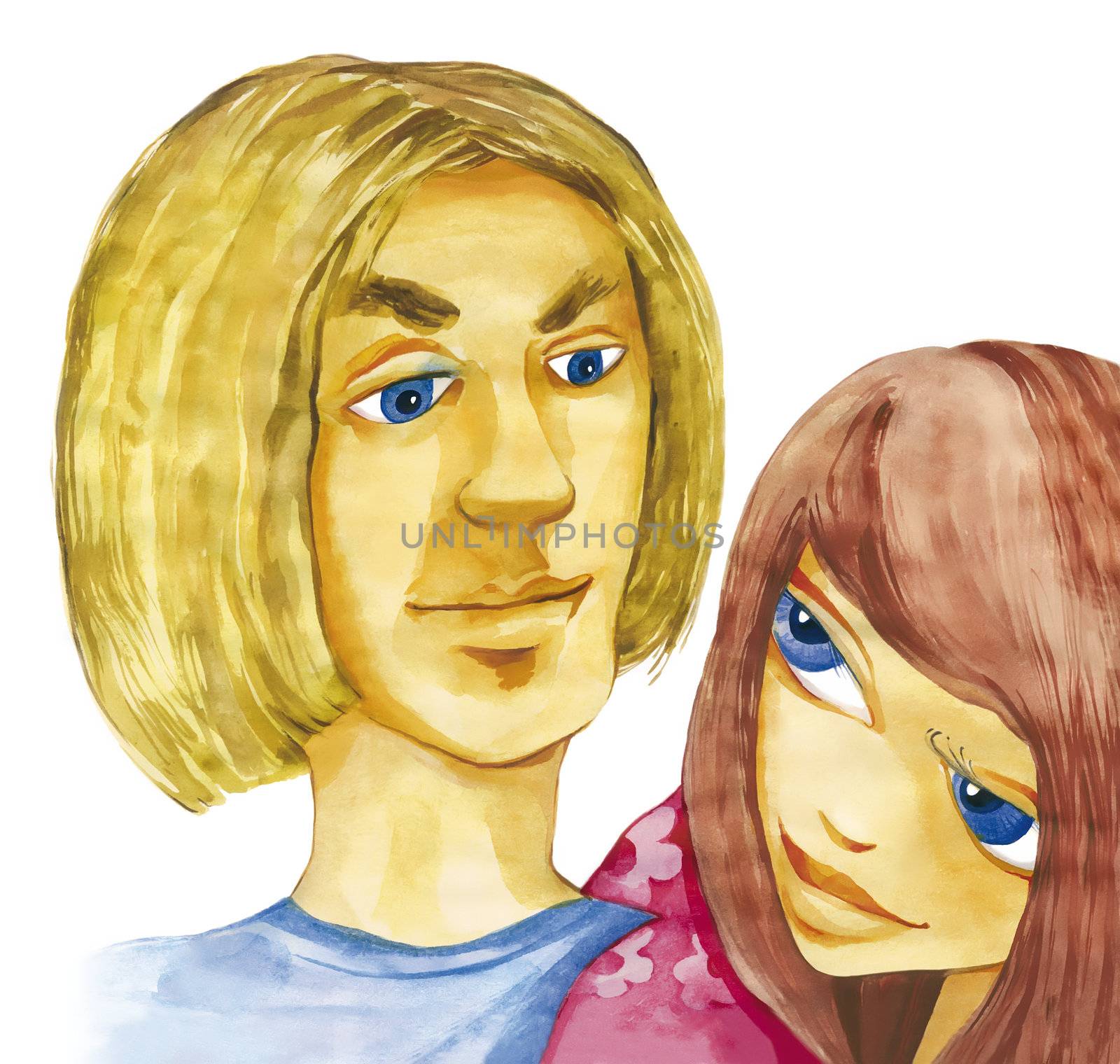 Illustration of young couple in love 