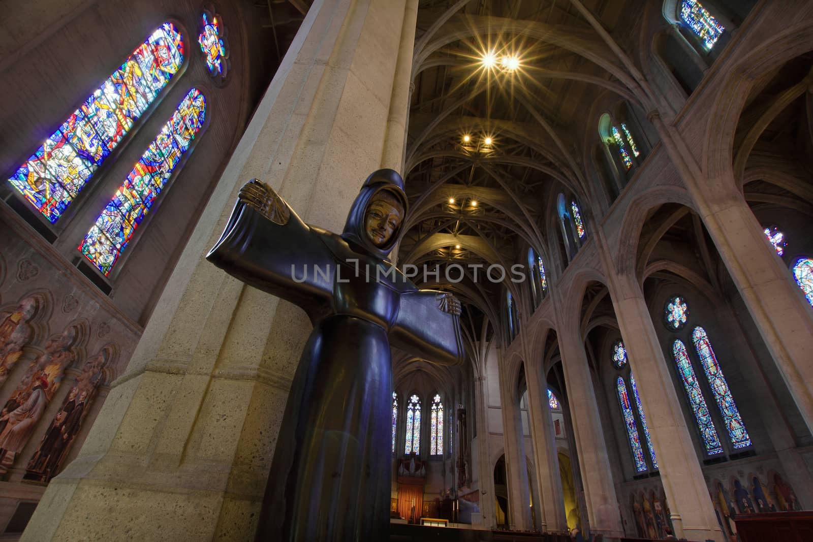 St Francis of Assisi Tau Statue in Grace Cathedral San Francisco