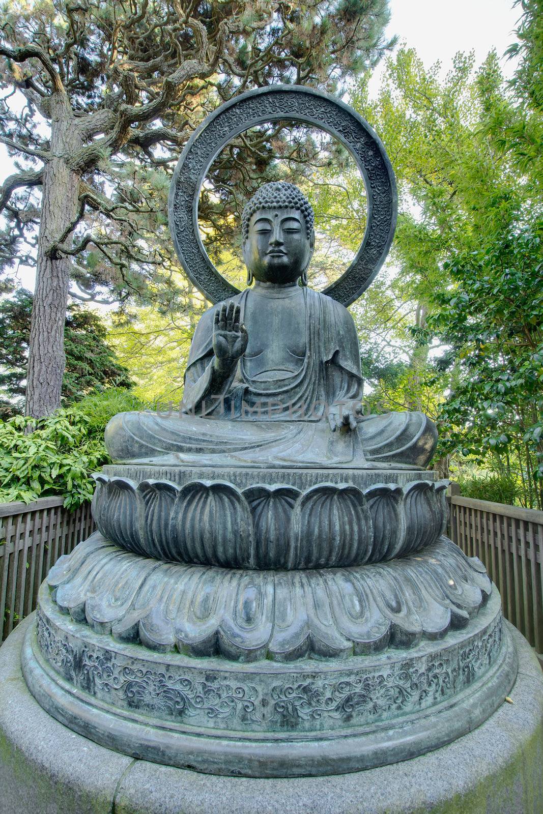 Bronze Buddha Statue at San Francisco Japanese Garden in Golden Gate Park