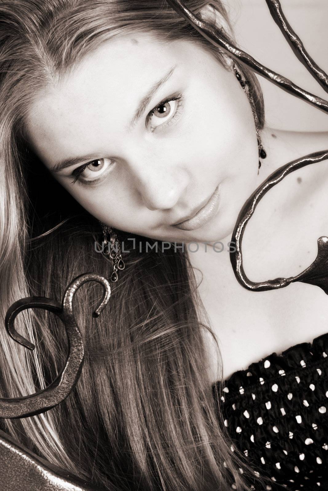 Close up of beautiful blonde teenage female