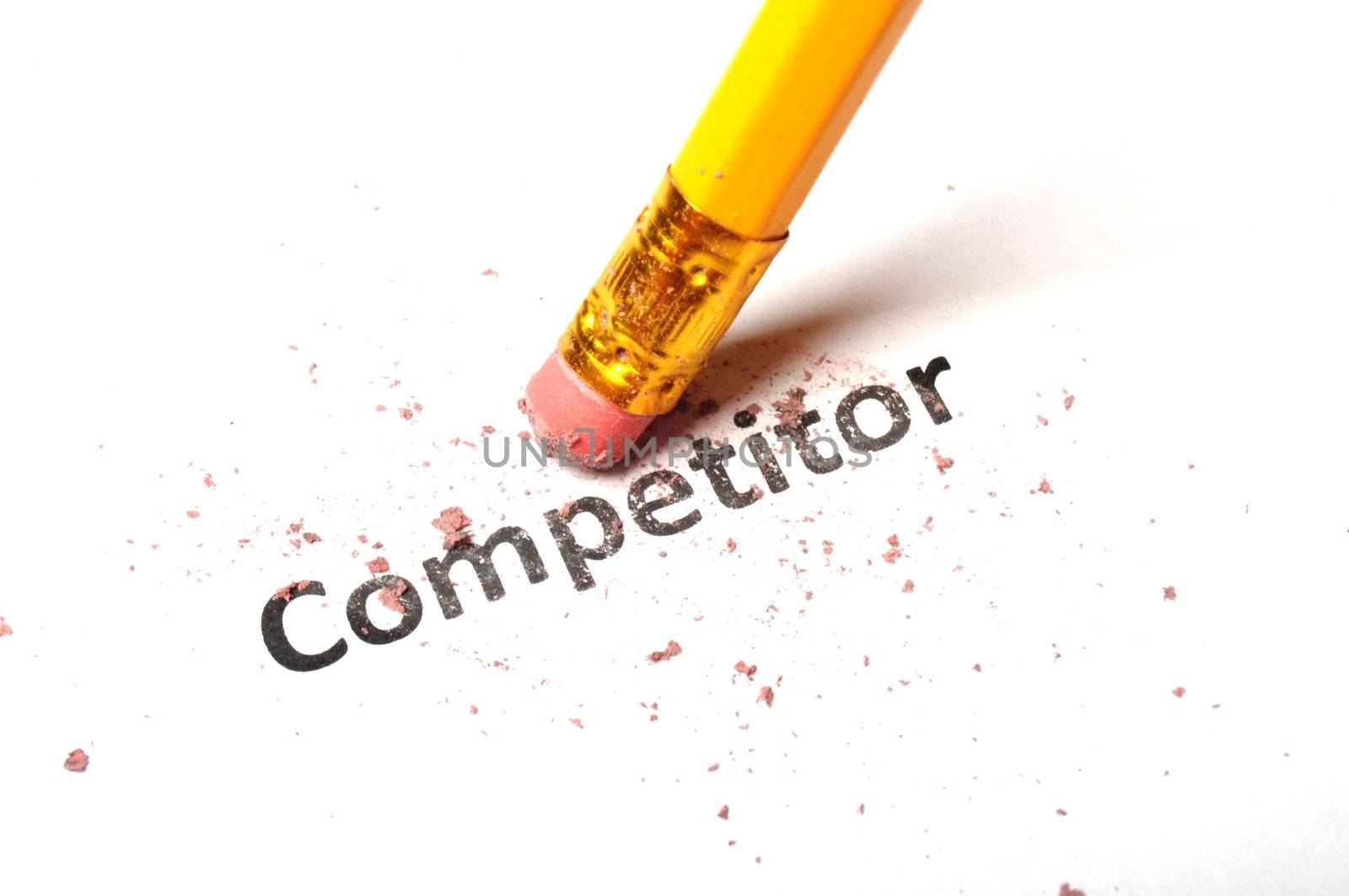 competition word and eraser on white showing business strategy concept