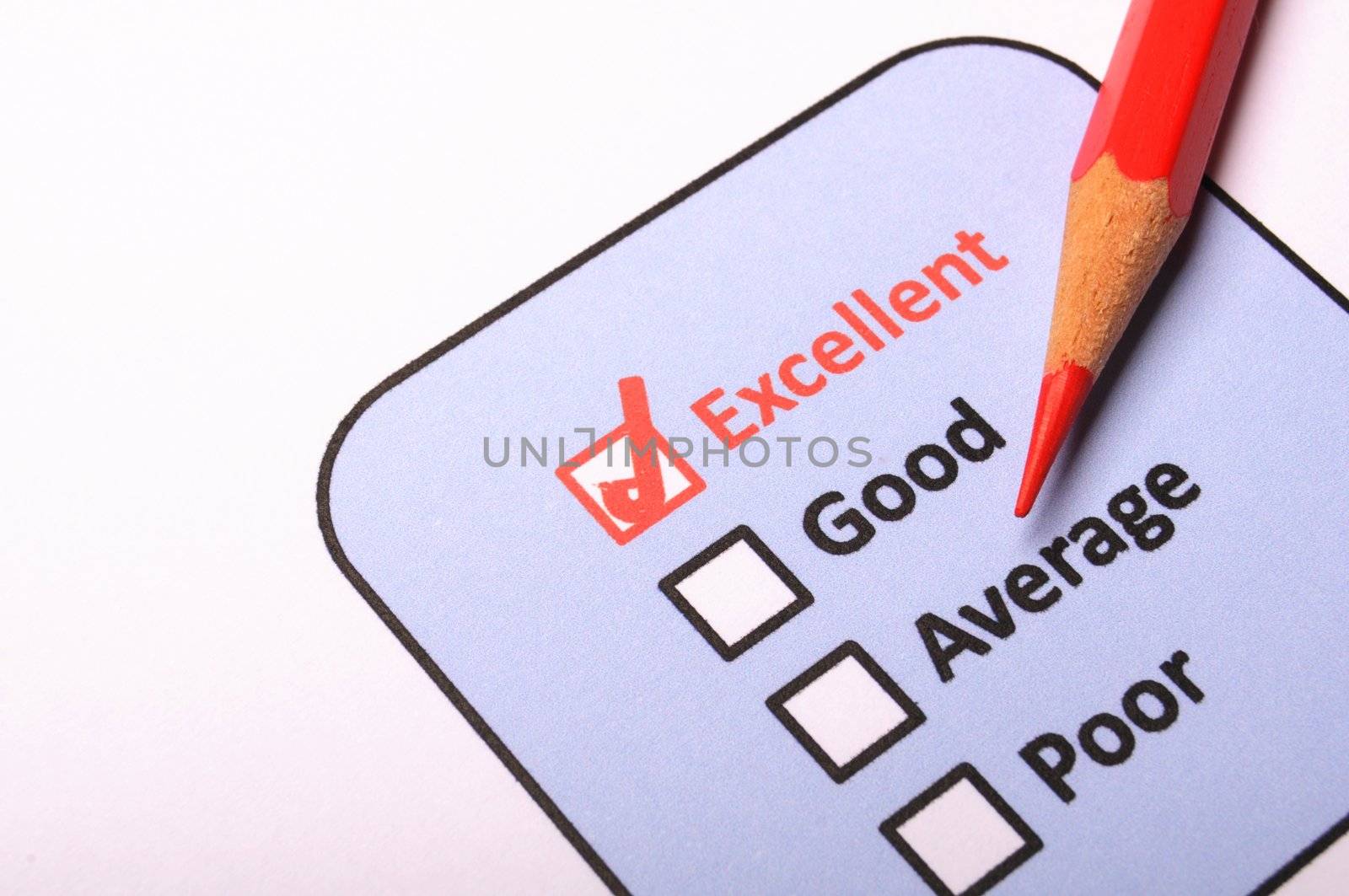 customer service survey with red pencil and checkbox showing satisfaction concept