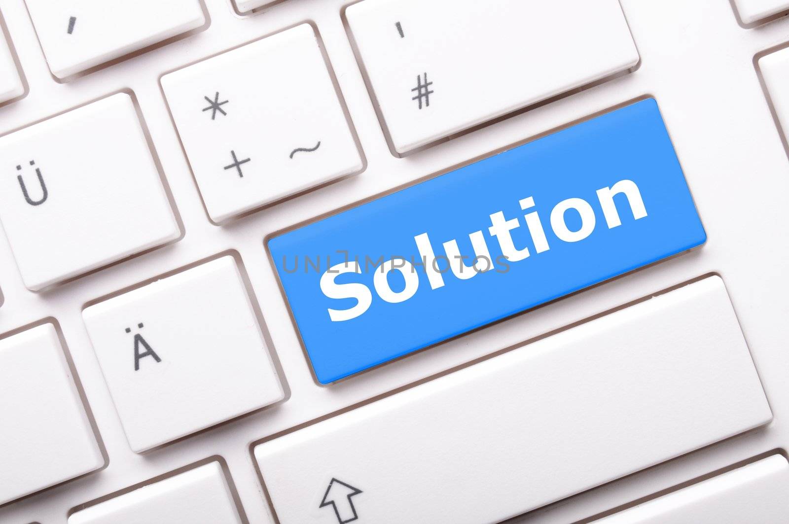 business solutions or problem concept with word on computer keyboard