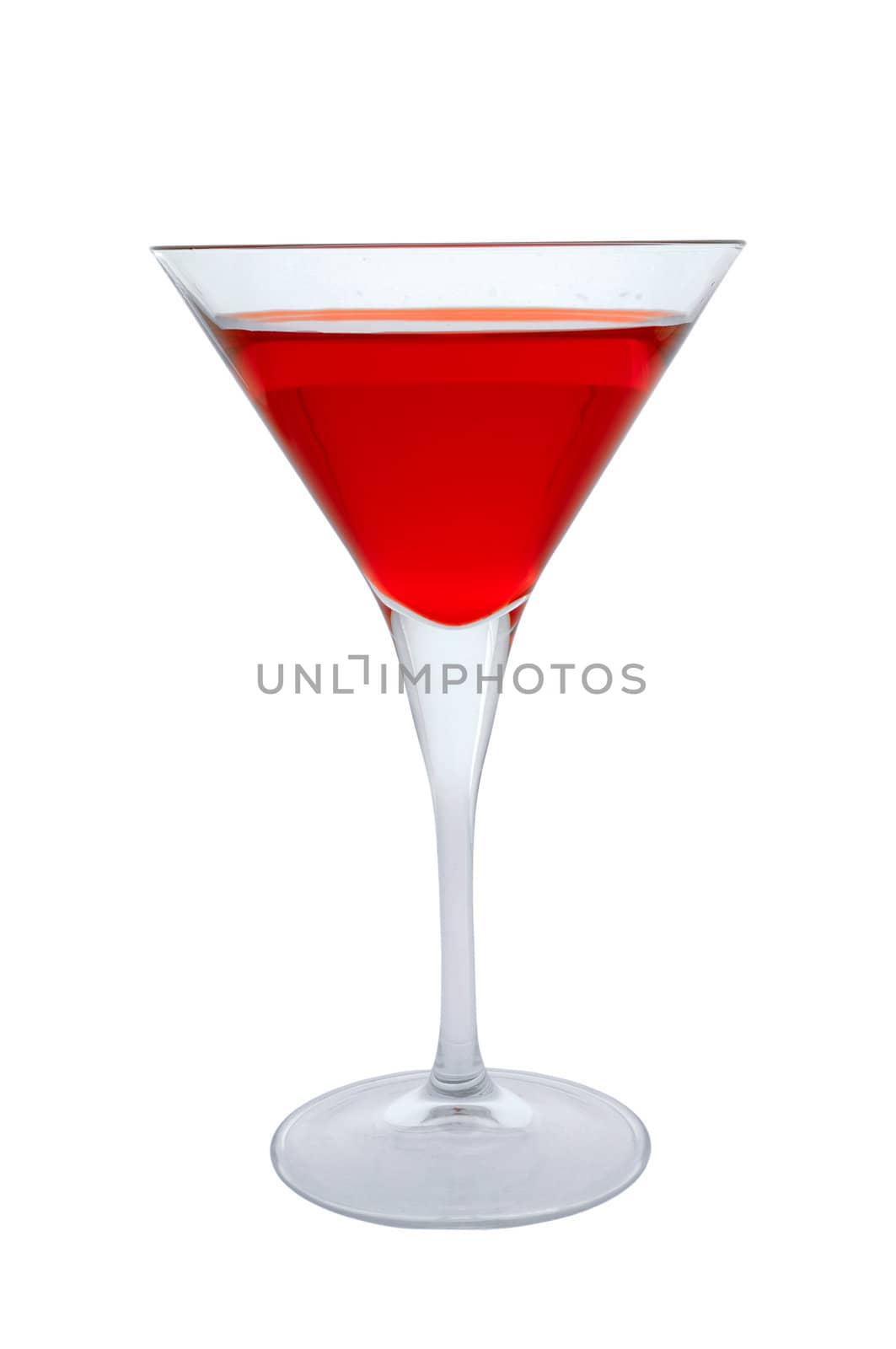 Red cocktail glass on a clean white background.