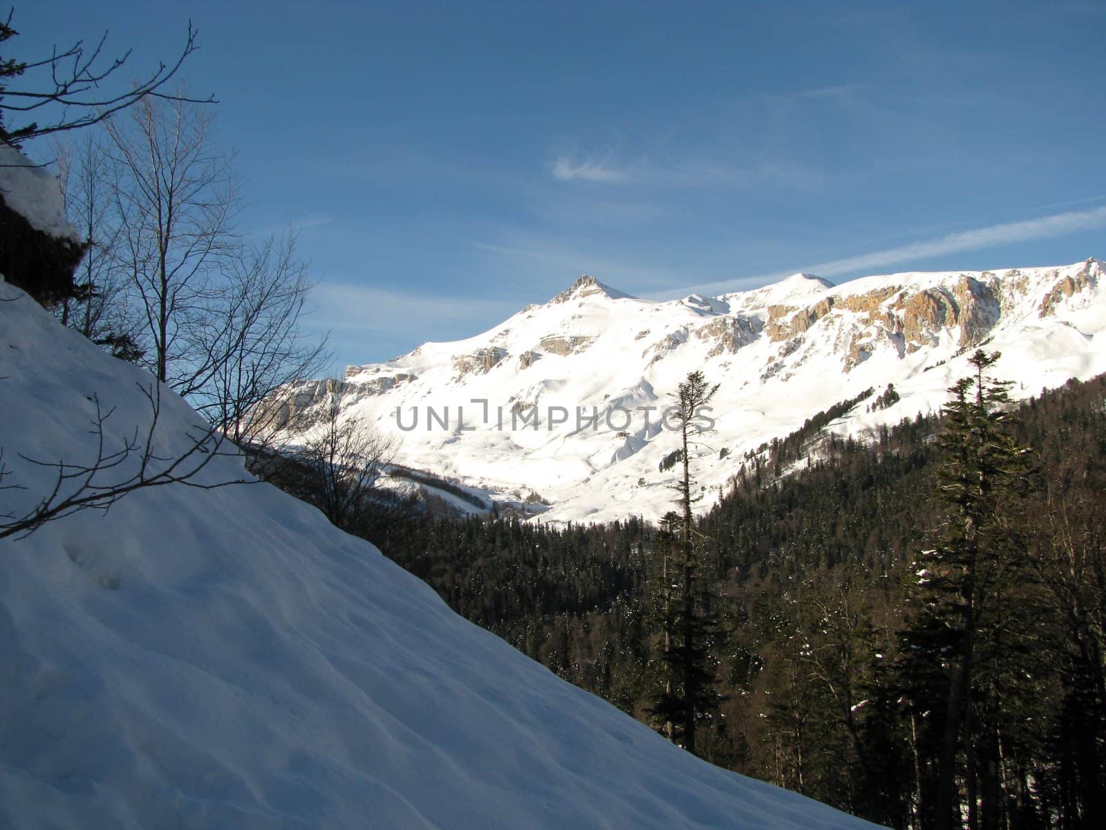 The main Caucasian ridge; rocks; a relief; a landscape; a hill; a panorama