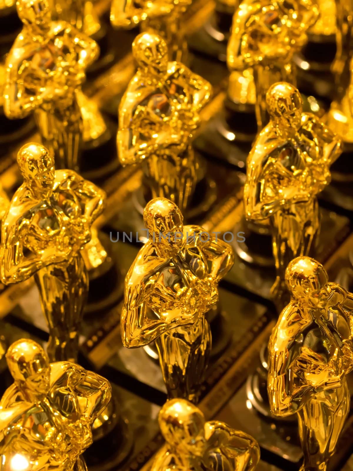 close up of an array of golden statues