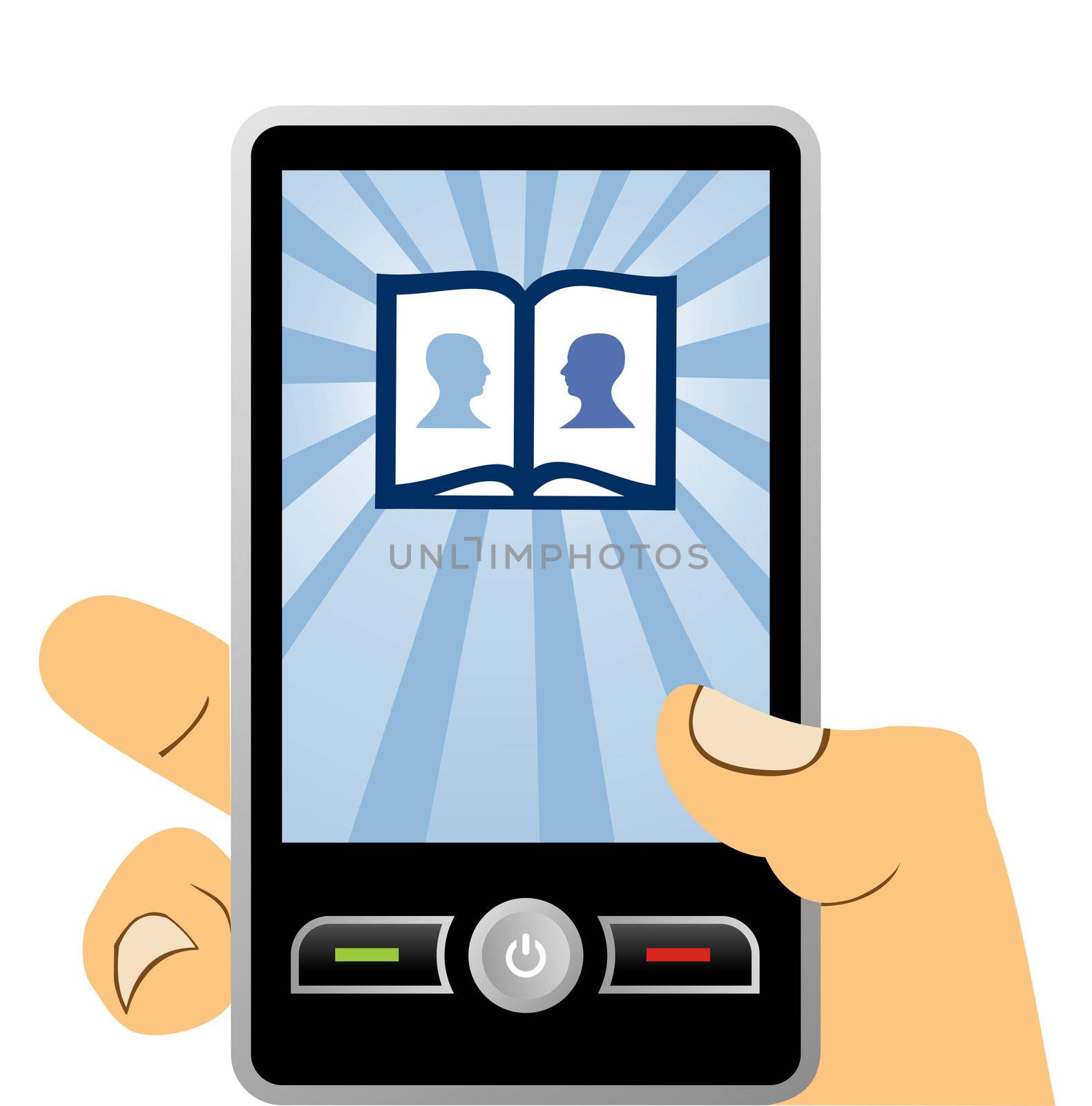 connected to the social network with mobile phone, vector available