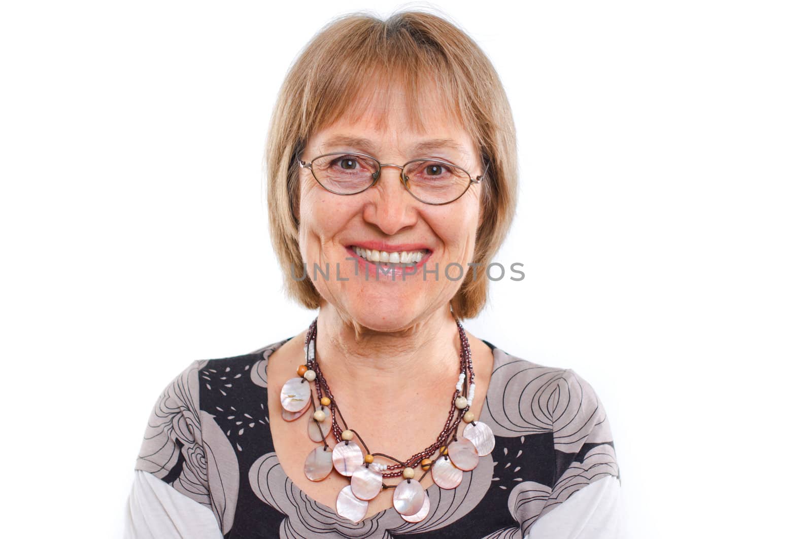Portrait of a happy aged woman smiling