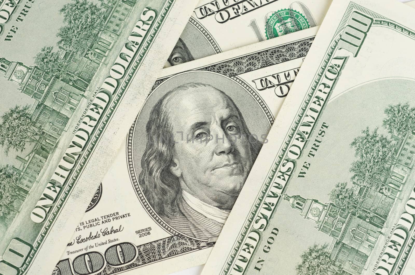 Close up view of pack dollar banknotes