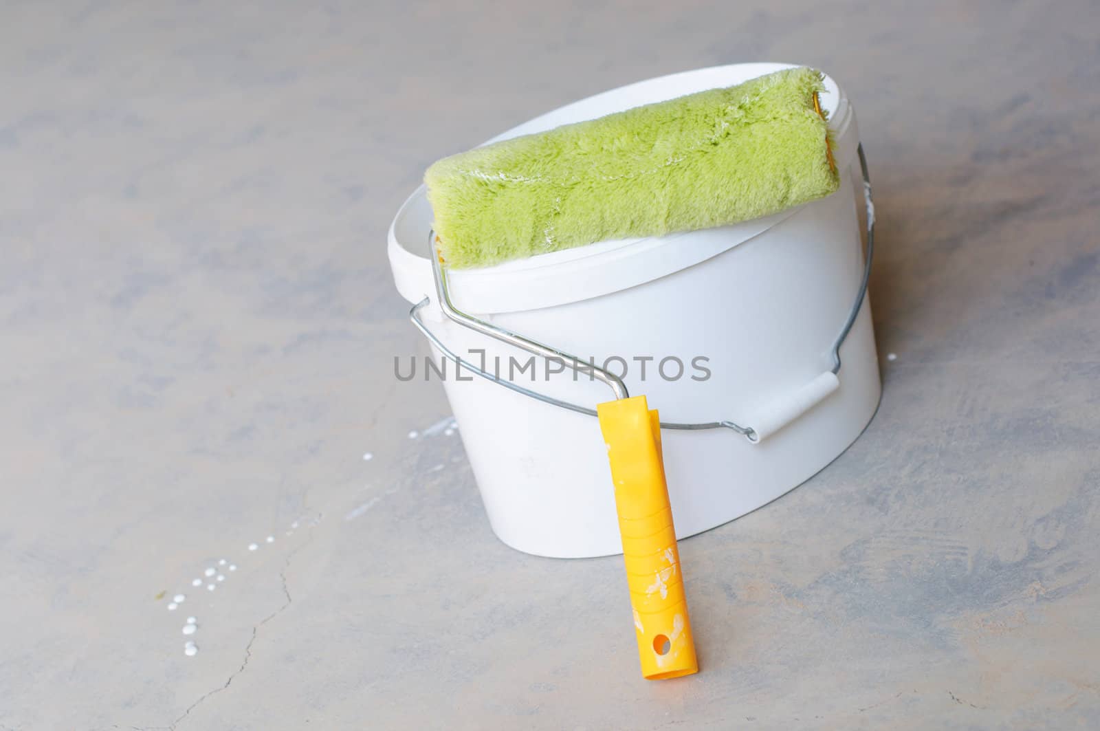 Home Improvement Paint Roller And Paint Tin by maxoliki