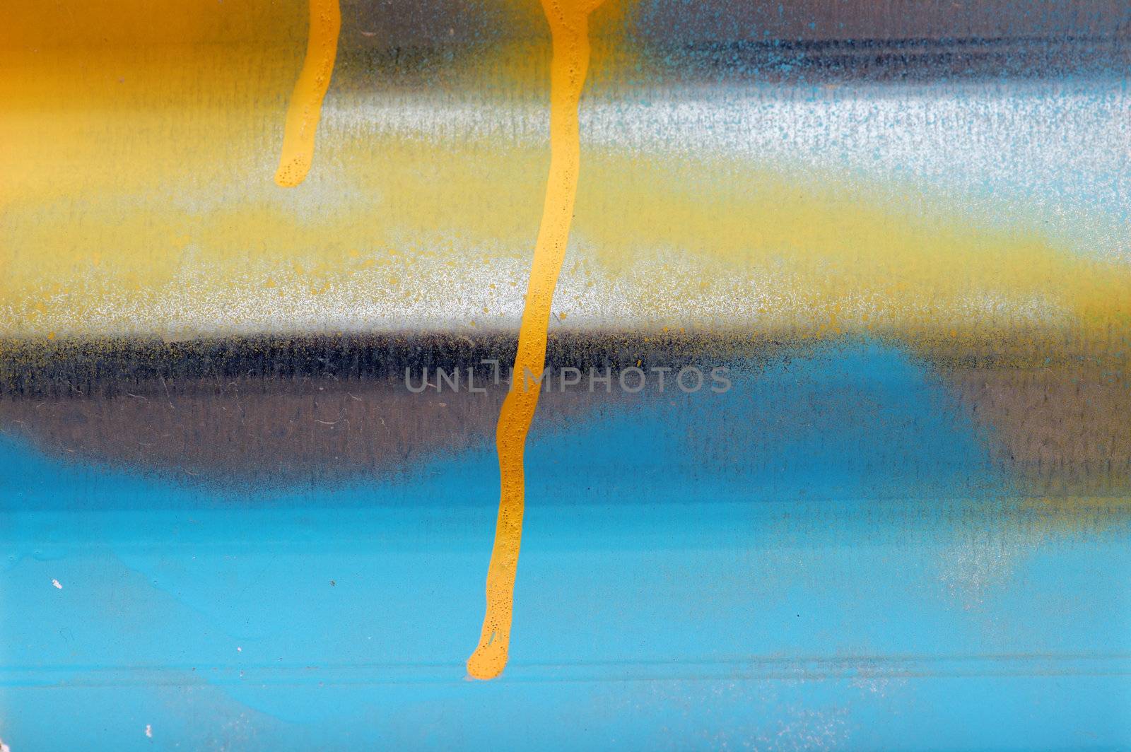 Metal fence and dripping paint. Abstract background pattern.