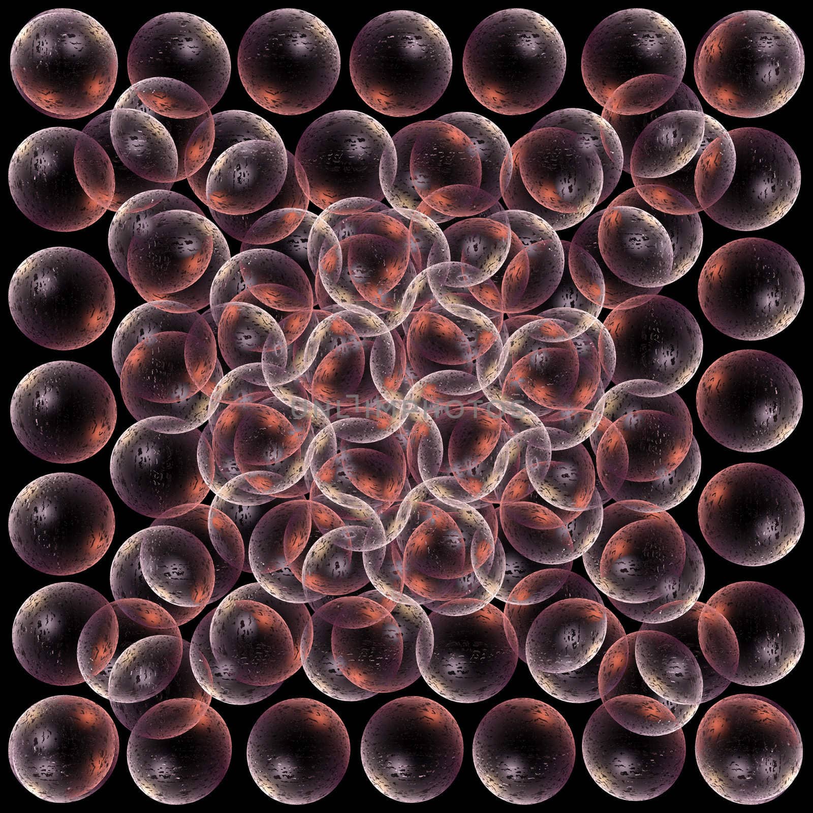 Glowing spheres patter. Abstract computer generated geometric illustration.