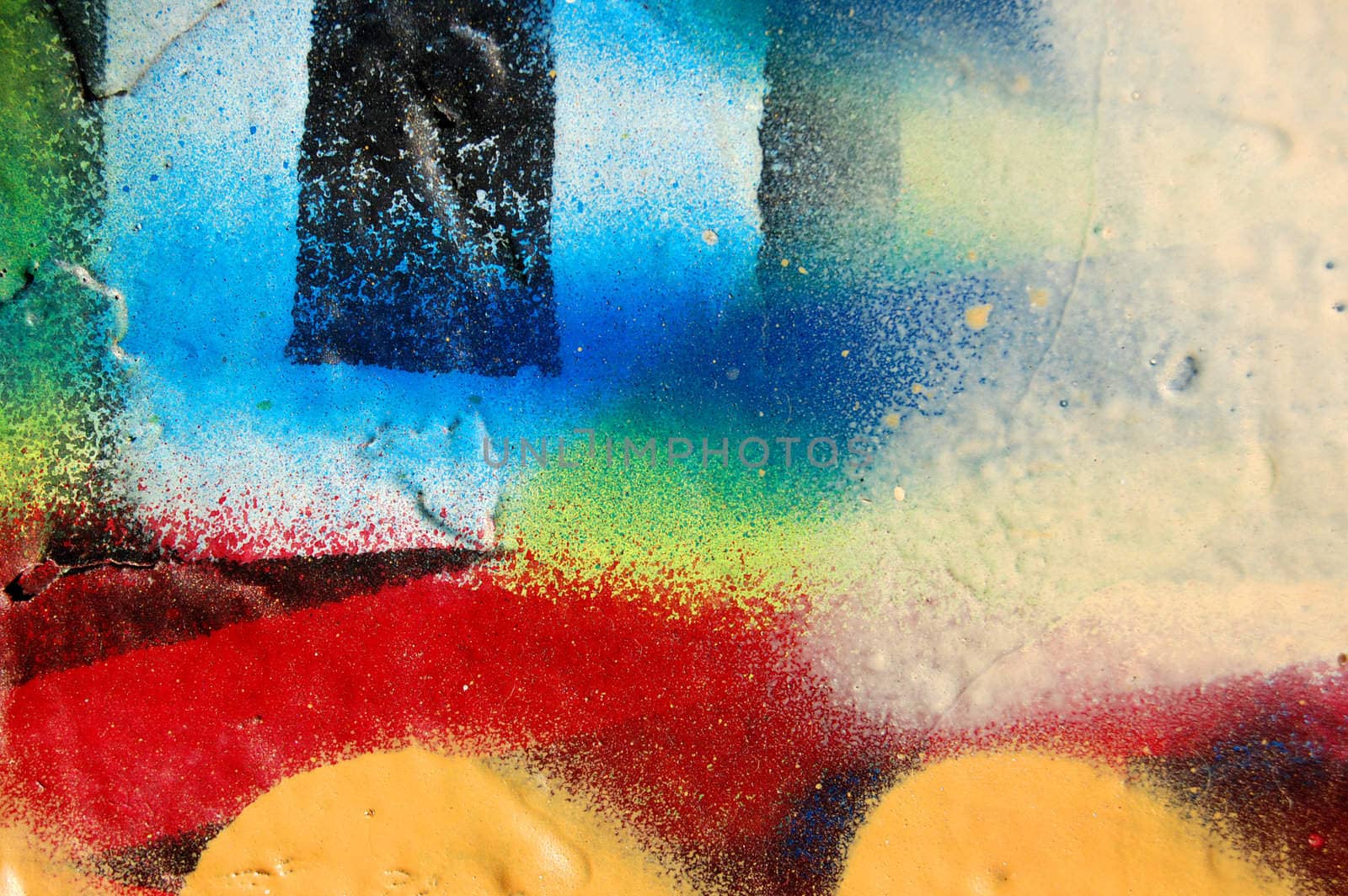 Detail of a wall covered with graffiti.
