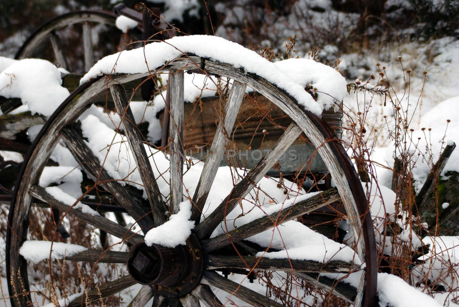 Snow on a Wagon Wheel by Eponaleah