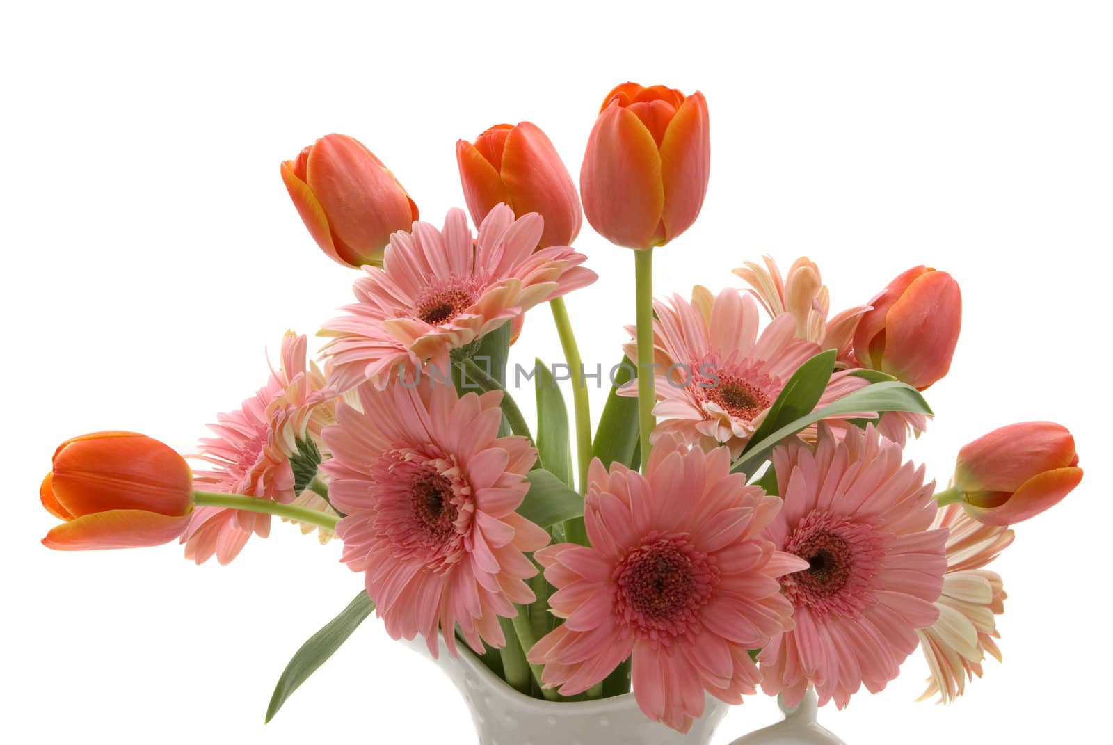 A bouquet of daisy gerberas and tulips