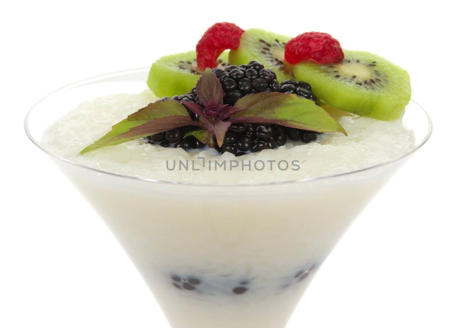 Rice pudding with blackberries