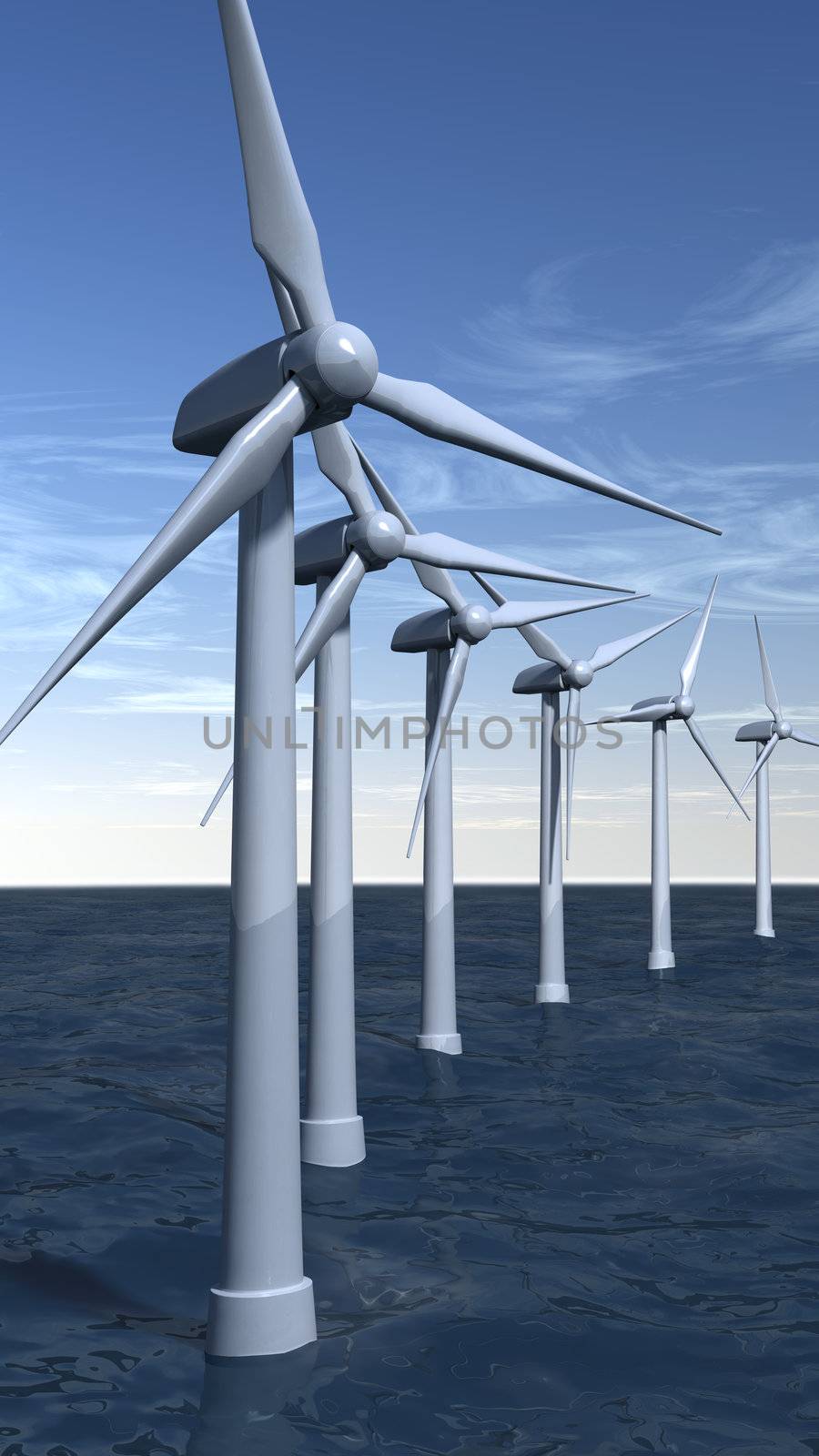 Offshore wind turbines in portrait by shkyo30
