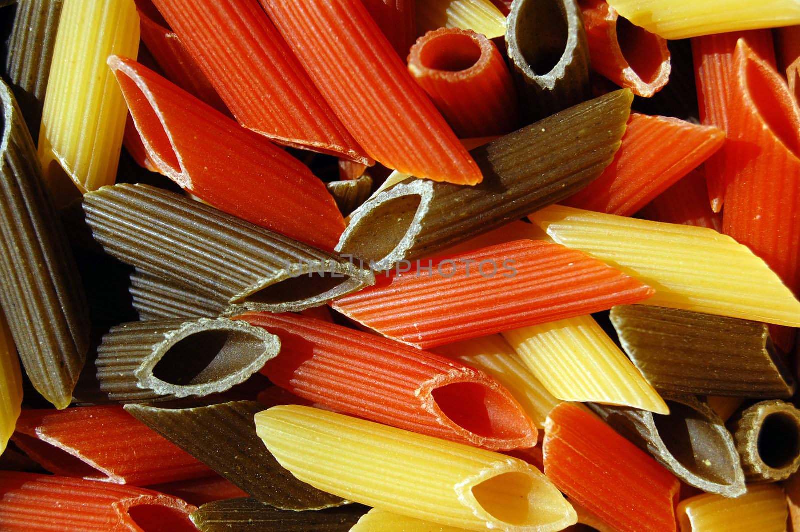 Penne pasta background pattern.