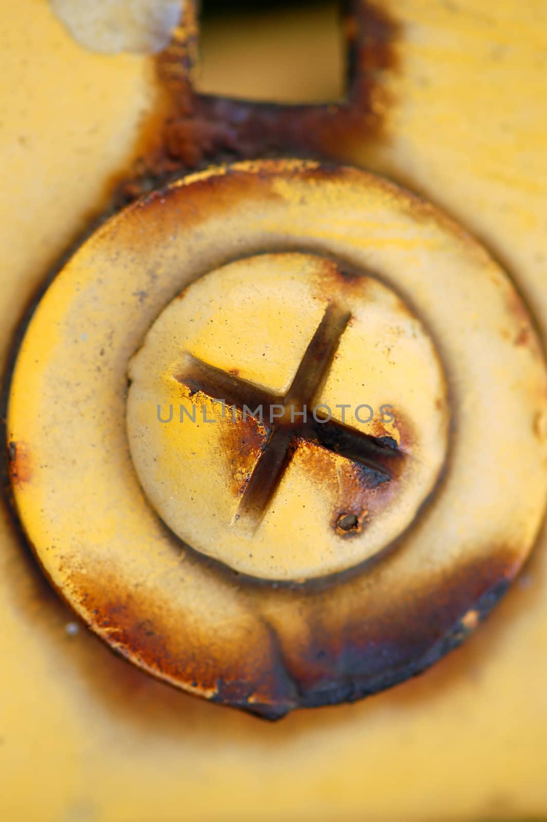 Rusty yellow metal texture macro. Abstract background.
