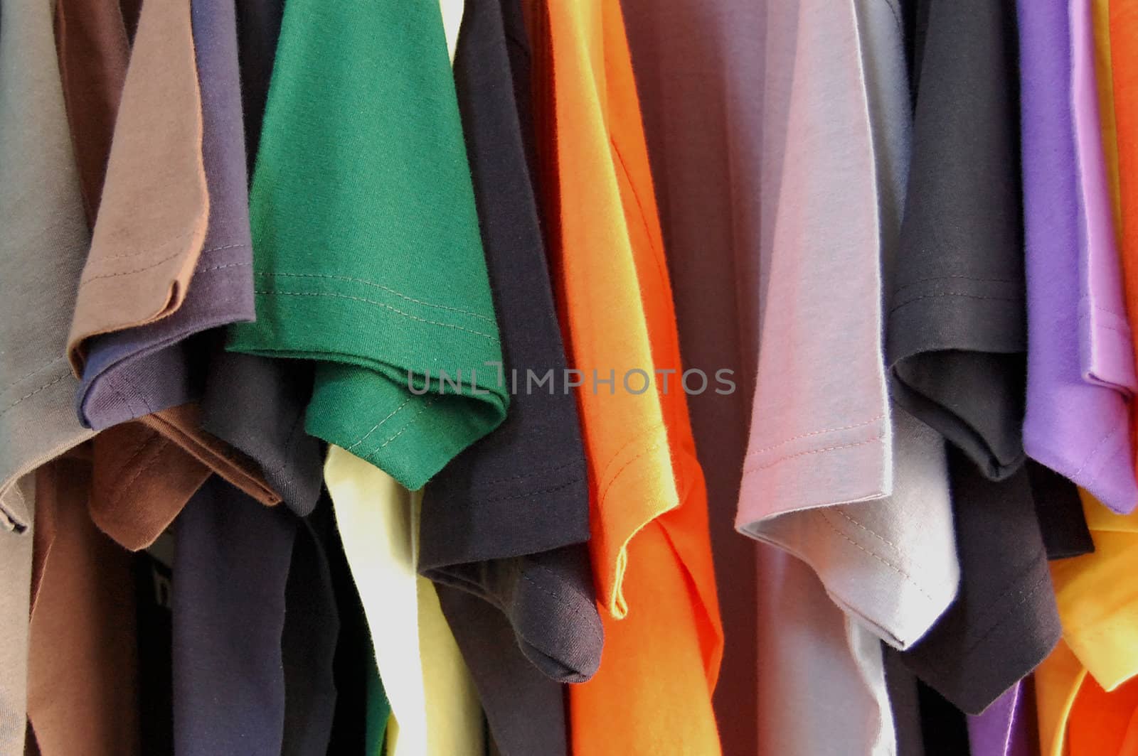 Colorful pattern of cotton t-shirts.