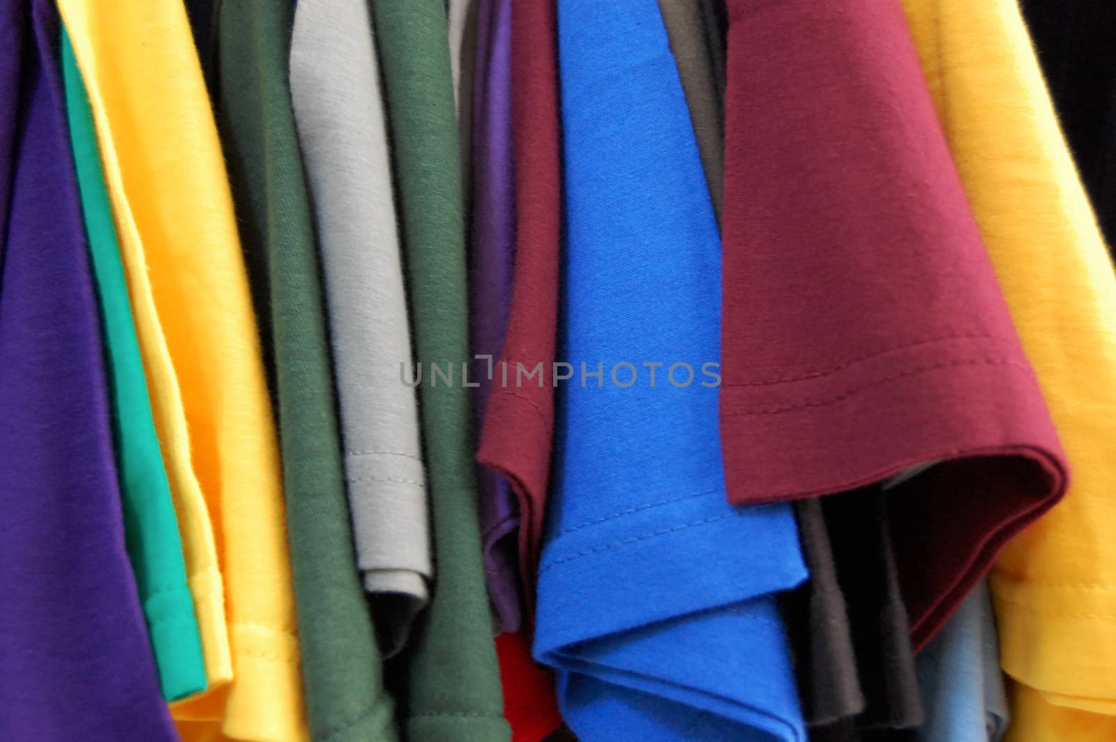 Colorful pattern of cotton t-shirts.