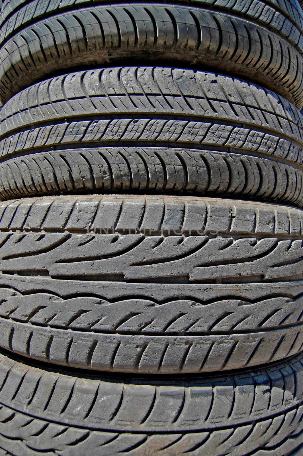 Stacks of rubber tires.