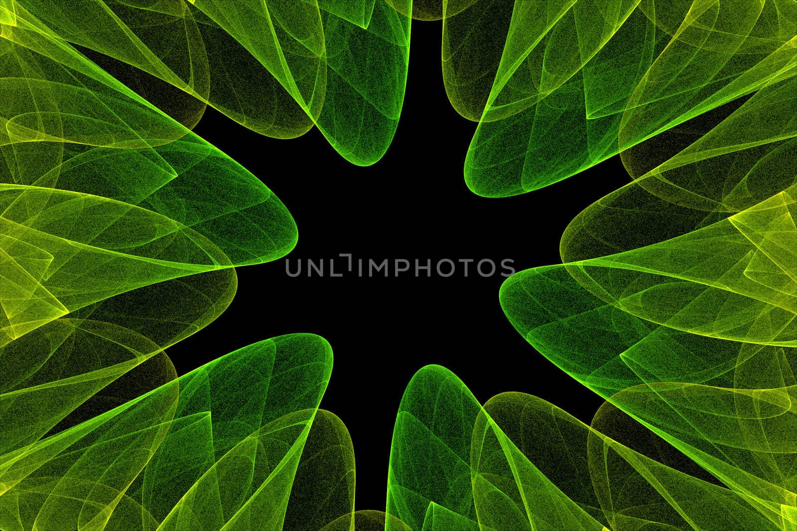 Green transparent abstract shapes fractal illustration. Computer generated background.