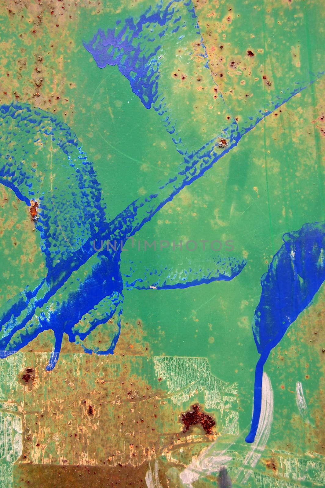 Weathered metal surface texture background with rust and dripping paint color.
